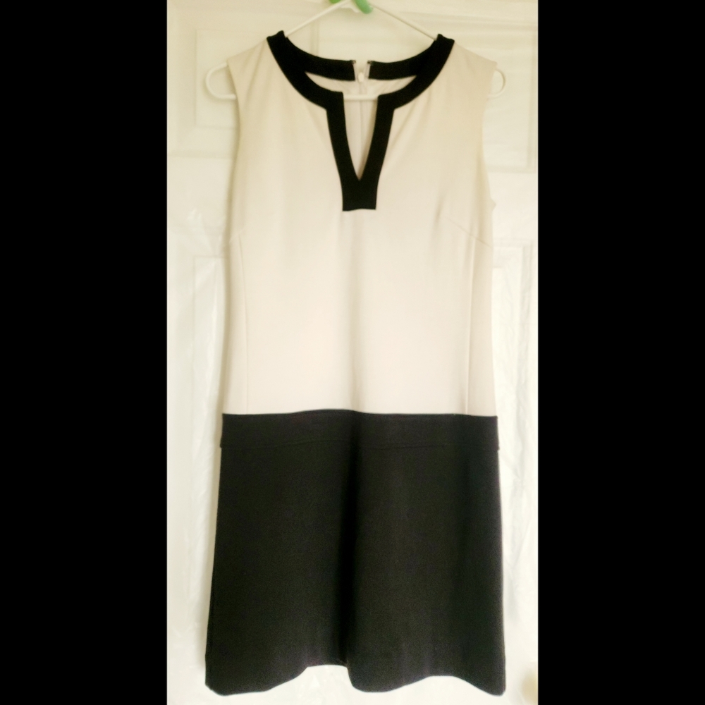 Tahari Arthur s. Levine—White and Black Sleeveless  (with inner lining）